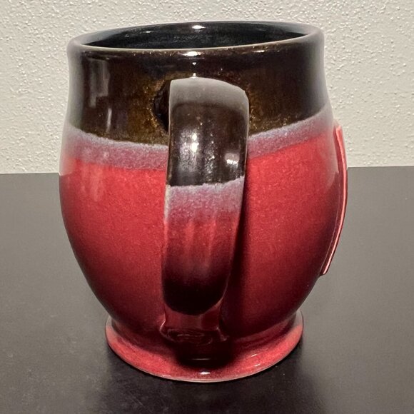 Handcrafted Hand Thrown Glazed Pottery Mug w/ Incised Bicycle by Jenny Blasen - Picture 7 of 16